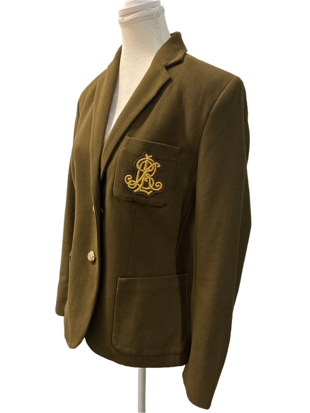 Lauren Ralph Lauren NWT Cotton Jacquard Blazer in Olive Green Size Medium - Picture 5 of 7